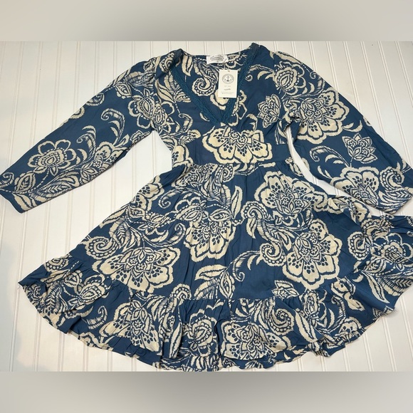 Fisherman's Daughter Blue Floral Dress Small Boutique NEW 1356 - Picture 1 of 3